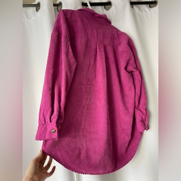 SHEIN magenta corduroy Shacket jacket size Small oversized NWOT - Picture 4 of 5